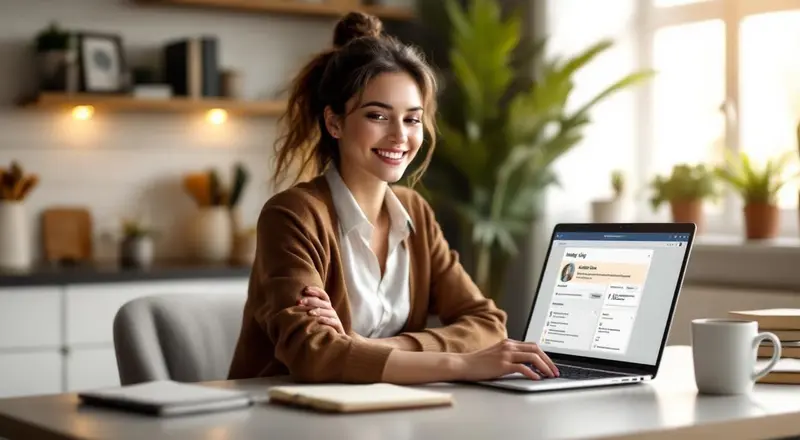 Laptop mit Blog-Dashboard und Affiliate-Links auf einem modernen Schreibtisch