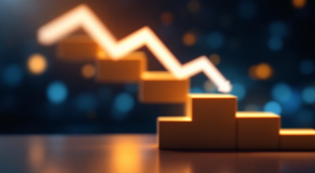 Abstrakte Treppen- und Aufwärtspfeil-Shapes über modernem Schreibtisch