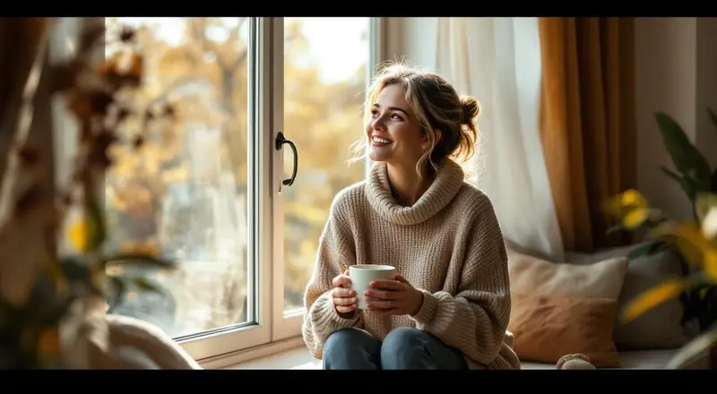 Person sitzt nachdenklich am Fenster mit Blick nach draußen