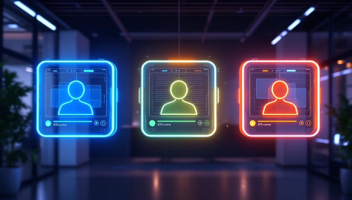 Drei KI-Assistenten im Vergleich auf modernem Arbeitsplatz-Display