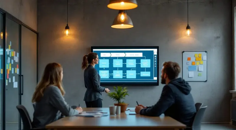 Digitalisierungsmanagerin analysiert Geschäftsprozesse am Laptop in einem mittelständischen Unternehmen