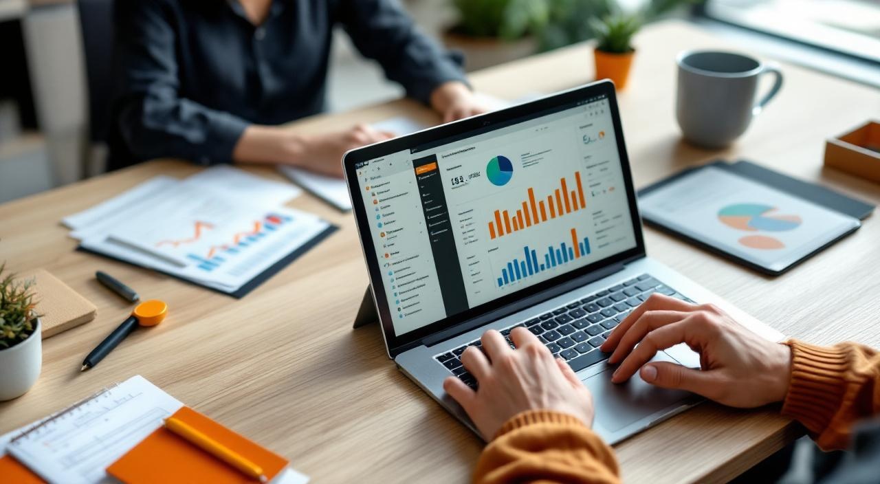 Marketing-Team prüft KI-generiertes Werbematerial am Bildschirm