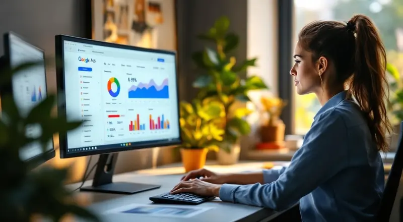Google Ads Dashboard mit Kampagnenmetriken auf Bildschirm