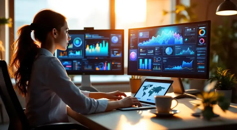 Bildschirm mit Echtzeit-Werbedaten und Grafiken