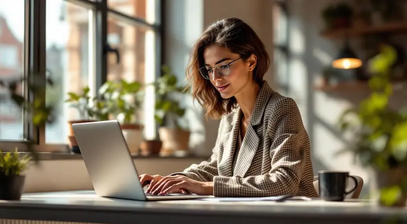 Person tippt einen strukturierten Prompt in ChatGPT auf dem Laptop