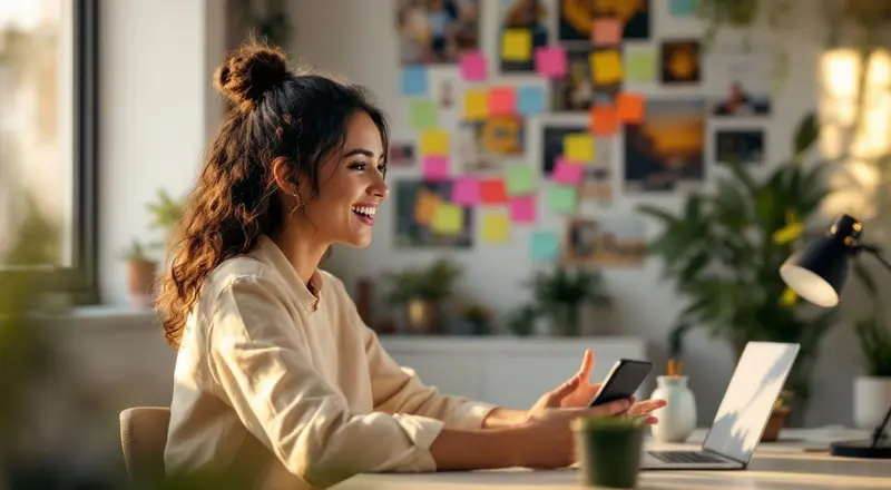 Person erzählt vor Smartphone-Kamera eine Geschichte für Social Media