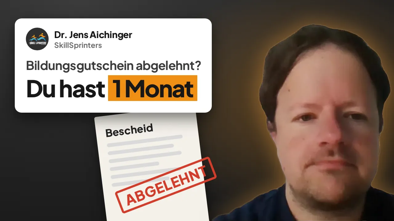 Vorschaubild zum Video: Bildungsgutschein abgelehnt? Widerspruch, Frist und Kursstart (2026)